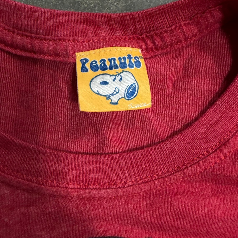 Peanuts Snoopy LOL Graphic T-Shirt Red Heathered Slim Fit Crew Neck Womens M - Picture 2 of 6